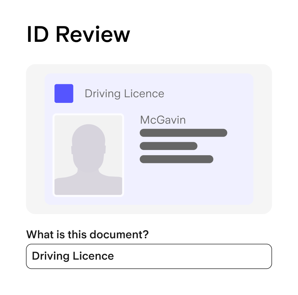 A form to submit ID documents for review